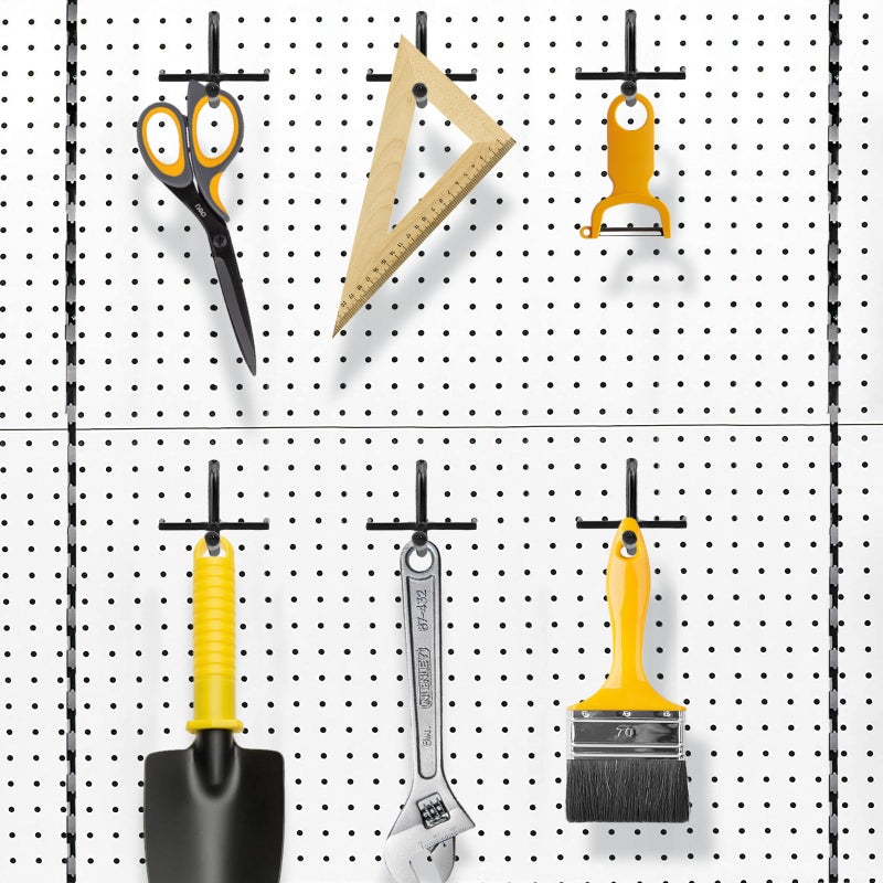 Daanxw 1/4 Inch Extra Thick Pegboard Hooks,Only Suitable for 1/4"" Pegboard Board,Metal Pegboard Hooks for Hanging Storage (All Black, 60pcs L Hook) - Image 4